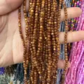 High-quality 3mm golden brown shell round loose beads for DIY jewelry making crafts - 3mm (Approx 38cm Strand) / Golden Brown