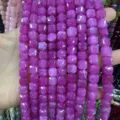 Perles de pierre naturelle carrées facettées violettes de 10mm pour DIY - 10mm (Environ 32 Perles/Fil) / Optimized deep rose red