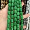 Handheld strands of polished natural green stone barrel beads for DIY jewelry making - 10x14mm (Approx 28 Pcs/Strand) / Malaysian Jade