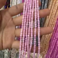 Strands of glossy 3mm pink round shell beads for DIY jewelry making and craft accessories - 3mm (Approx 38cm Strand) / Pink
