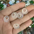 Natural white agate donut beads with off-center hole for DIY jewelry making - Agate