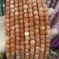 Perles de 10mm en agate orange naturelle taillées en cube pour la création de bijoux DIY - 10mm (Environ 32 Perles/Fil) / Aventurine Rouge Traitée