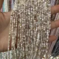 Natural 3mm round seawater shell beads for DIY jewelry making and semi-finished crafts - 3mm (Approx 38cm Strand) / Off White