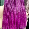 Vibrant 2x2mm magenta square tube natural stone beads for DIY handmade jewelry crafting - Rose Red Stone Cylinder / One Strand (Approx 38cm)