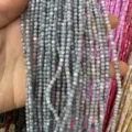 Small 3mm iridescent grey round shell beads strand for DIY jewelry making and crafts. - 3mm (Approx 38cm Strand) / Grey Blue