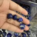 Handcrafted blue lapis lazuli stone apple pendant with gold leaf for DIY jewelry making - 15mm (ai-10 Pieces/Pack) / Lapis Lazuli