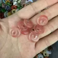 Pink natural stone donut beads for DIY jewelry making SKU variant - Watermelon red