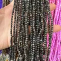 Strands of 3mm dark grey round shell beads with cat eye luster for DIY jewelry making - 3mm (Approx 38cm Strand) / Gray
