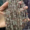 Cuentas de trozos de piedra natural de 3-5 mm de ágata y prehnita para joyas DIY - 3*5mm (Aprox. 80cm Tira) / Piedra Rosa y Verde
