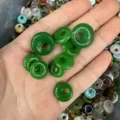 Green natural stone eccentric donut pendant beads for DIY necklace bracelet jewelry - Malaysian Jade