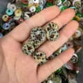 Natural spotted dalmatian jasper stone donut beads for DIY bracelet and necklace making - Spotted Stone