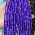 Purple iridescent 3mm round shell loose beads strands for DIY jewelry making accessories - 3mm (Approx 38cm Strand) / Iridescent Purple (15)