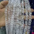 Perles de pierre naturelle carrées facettées transparentes 10mm pour bijoux DIY - 10mm (Environ 32 Perles/Fil) / Cristal blanc naturel