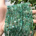Natural 4x6mm irregular green gemstone beads for DIY jewelry making and craft projects. - Green Agate