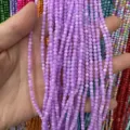 3mm purple round seawater shell beads for DIY jewelry making and loose beads accessories - 3mm (Approx 38cm Strand) / Purple (18)