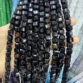 Perles cubes facettées en agate noire de 10mm pour la fabrication de bijoux créatifs DIY - 10mm (Environ 32 Perles/Fil) / Agate noire