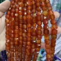 Perles carrées facettées en agate cornaline 10mm de haute qualité pour bijoux DIY faits main - 10mm (Environ 32 Perles/Fil) / Agate rouge