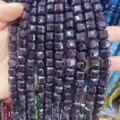 Perles en pierre naturelle violette carrée facettée 10mm pour fabrication de bijoux DIY - 10mm (Environ 32 Perles/Fil) / Jade Violet Profond Optimisé