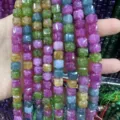Perles en agate naturelle carrées facettées multicolores 10 mm pour création bijoux DIY - 10mm (Environ 32 Perles/Fil) / Tourmaline Optimisée
