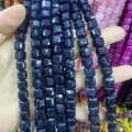 Perles en pierre d'agate bleue naturelle carrée facettée de 10mm pour la création de bijoux - 10mm (Environ 32 Perles/Fil) / Bleu encre optimisé