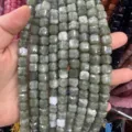 Perles en pierre naturelle verte carrées facettées de 10mm pour la création de bijoux DIY - 10mm (Environ 32 Perles/Fil) / Vert Olive Optimisé