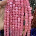Perles en pierre naturelle rose cube facetté 10mm pour bijoux faits main DIY colliers - 10mm (Environ 32 Perles/Fil) / Jade Pêche Optimisé