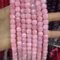 Perles de pierre naturelle carrées facettées roses de 10 mm pour bracelets et colliers DIY - 10mm (Environ 32 Perles/Fil) / Jade Rose Optimisé