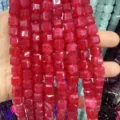 Perles carrées en agate rouge facettée de 10 mm pour la création de bijoux DIY - 10mm (Environ 32 Perles/Fil) / Jade rouge optimisé