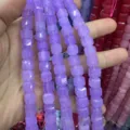 Perles en pierre naturelle d'agate carrée violette facettée 10 mm pour bijoux DIY - 10mm (Environ 32 Perles/Fil) / Jade Violet Traité