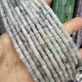 Natural olivine jade bamboo knot tube beads 5x12mm for DIY jewelry - Approx. 32 Pieces/Pack / Grey Labradorite