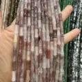 5x12mm bamboo shape natural olive jade stone tube beads for DIY bracelet jewelry - Approx. 32 Pieces/Pack / Violet