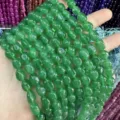 Grüne ovale Natursteinperlen für DIY-Schmuckherstellung, polierte Halbfabrikate SKU - Ca. 6*9mm (Ca. 38cm pro Strang) / Grüner Jade