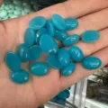 Cabochon en pierre naturelle ovale bleu turquoise pour accessoires de bijoux DIY - 4x6MM / Lot de 10 / Amazonite Traitée