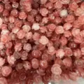 Mixed pink 3D shell powder rose beads with horizontal holes for DIY hair accessories - 3D Rose Flower (2015-22) / 50 Pieces/Pack (10mm) / Pink