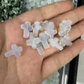 Handheld opalite cross loose beads 12x16mm with vertical holes for DIY jewelry necklace - 1 Bead / Opalite