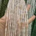 Natural stone bamboo-shaped tube beads 5x12mm in pale pink for handmade DIY jewelry - Approx. 32 Pieces/Pack / Pink Aventurine