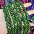 Grüne unregelmäßige ovale Natursteinperlen für die DIY-Schmuckherstellung und Handwerk - Ca. 6*9mm (Ca. 38cm Strang) / Dunkler Malaiischer Jade