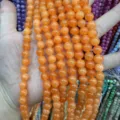 8mm orange round polished stone beads strands for DIY handcrafted jewelry making - 8mm (Approx. 47 Beads Per Strand) / Orange-Yellow