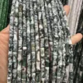 Natural 5x12mm bamboo shaped mottled green stone tube beads for DIY jewelry making crafts - Approx. 32 Pieces/Pack / Fancy Indian Agate