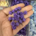Purple mini resin rose flower beads with side holes for DIY hair accessories crafts - 50 Pieces/Pack (10mm) / Purple