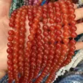 Natural orange strawberry crystal 8mm round bead strands for DIY jewelry making - 8mm (Approx. 47 Beads Per Strand) / Orange Red