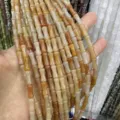 5x12mm bamboo-joint natural stone beads in mixed yellow and white for DIY jewelry - Approx. 32 Pieces/Pack / Red Aventurine