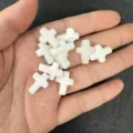 Small white natural stone cross charms 12x16mm beads for DIY jewelry making crafts - 1 Bead / White Jade