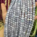 8mm natural blue aquamarine stone round beads for DIY jewelry making - 8mm (Approx. 47 Beads Per Strand) / Sky Blue