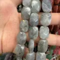 Faceted rectangular natural gray stone beads for DIY jewelry making and bead crafts - Grey Flash