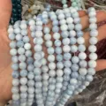 8mm light blue natural stone aquamarine round beads for DIY jewelry making - 8mm (Approx. 47 Beads Per Strand) / Aqua