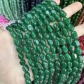 Natürliche grüne ovale Turmalin-Achat-Steinperlen für DIY-Schmuckherstellung und Handwerk - Ca. 8*12mm (Ca. 38cm pro Strang) / Transluzente Malay-Jade