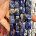Natural blue marbled sodalite faceted rectangular beads for DIY jewelry accessory making - Blue Vein