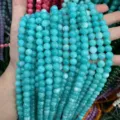 8mm turquoise blue natural stone round beads strands for DIY jewelry making - 8mm (Approx. 47 Beads Per Strand) / Cyan Blue