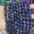 Natürliche unregelmäßige ovale Steinperlen in Dunkelblau für DIY-Schmuckherstellung - Ca. 8*12mm (Ca. 38cm pro Strang) / Blauviolett Oval Freiform Stil (2) / Blau und Violett